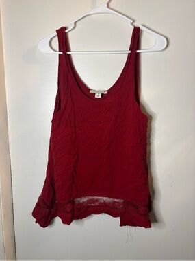 Adam Levine Collection Red Lace Trim Tank Top
